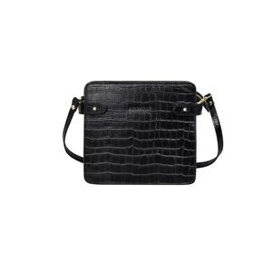 Neuville - Mini Mama  Leather Croco Crossbody Bag in Black